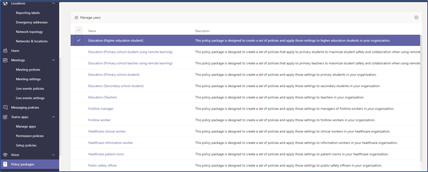 Microsoft Teams Policy Packages