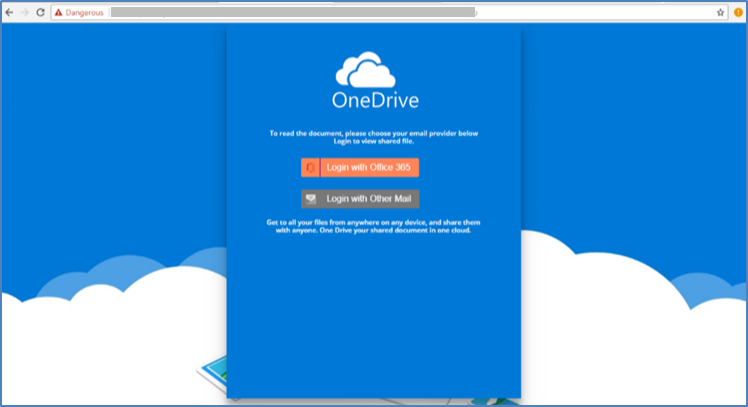 Attacker Phishing Page Mimicking Microsoft One Drive Login